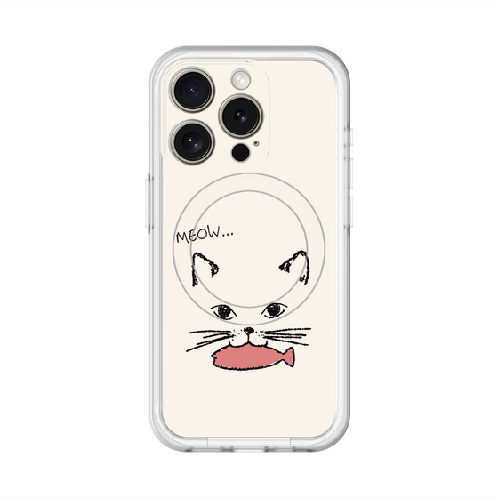 スリムプロテクションプレミアムケース with MagSafe［ 食いしん坊なねこ - White ］
