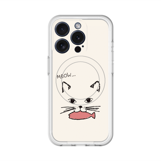 スリムプロテクションプレミアムケース with MagSafe［ 食いしん坊なねこ - White ］