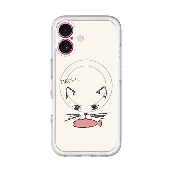 スリムプロテクションプレミアムケース with MagSafe［ 食いしん坊なねこ - White ］