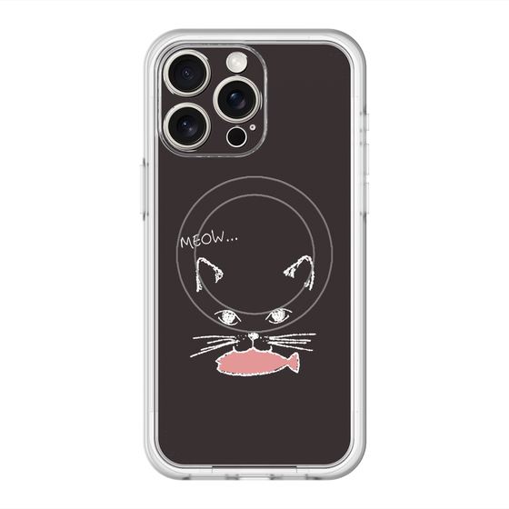 スリムプロテクションプレミアムケース with MagSafe［ 食いしん坊なねこ - Black ］