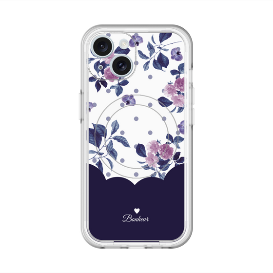 スリムプロテクションプレミアムケース with MagSafe［ ツインドットフラワー - Navy ］