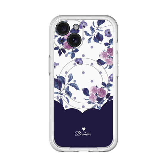 スリムプロテクションプレミアムケース with MagSafe［ ツインドットフラワー - Navy ］