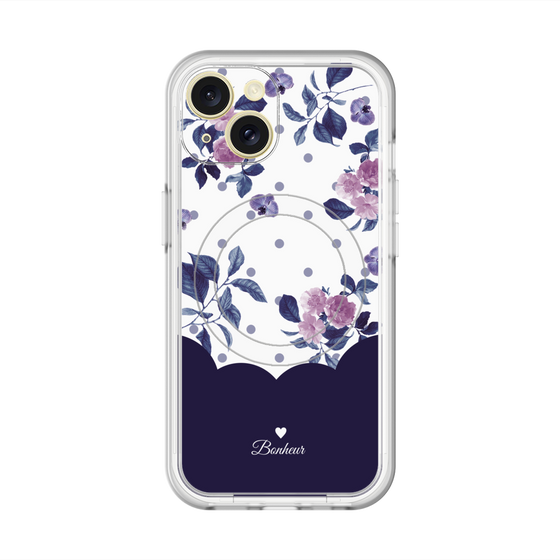 スリムプロテクションプレミアムケース with MagSafe［ ツインドットフラワー - Navy ］