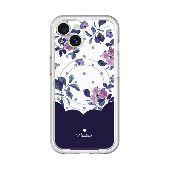 スリムプロテクションプレミアムケース with MagSafe［ ツインドットフラワー - Navy ］