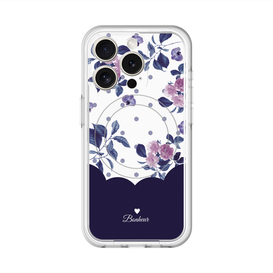 スリムプロテクションプレミアムケース with MagSafe［ ツインドットフラワー - Navy ］
