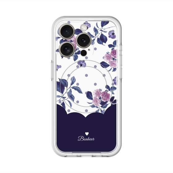スリムプロテクションプレミアムケース with MagSafe［ ツインドットフラワー - Navy ］