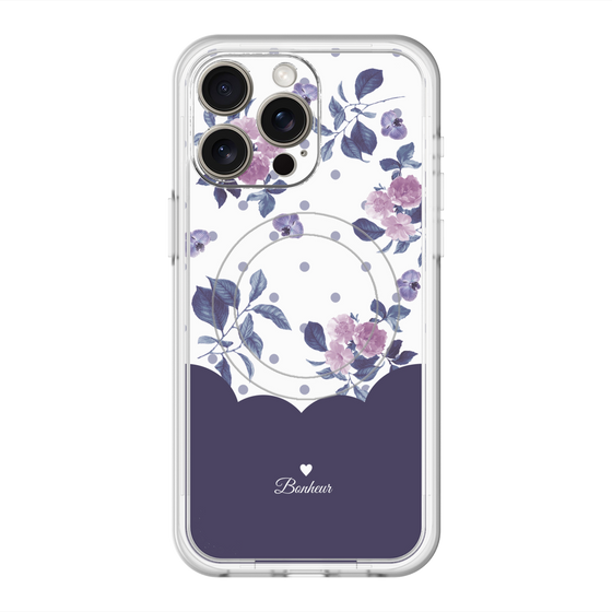 スリムプロテクションプレミアムケース with MagSafe［ ツインドットフラワー - Navy ］