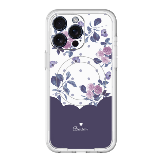 スリムプロテクションプレミアムケース with MagSafe［ ツインドットフラワー - Navy ］