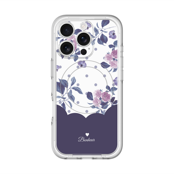 スリムプロテクションプレミアムケース with MagSafe［ ツインドットフラワー - Navy ］