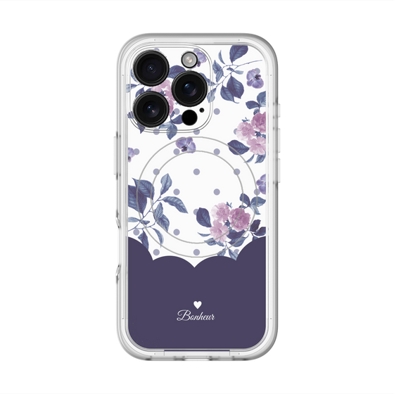 スリムプロテクションプレミアムケース with MagSafe［ ツインドットフラワー - Navy ］