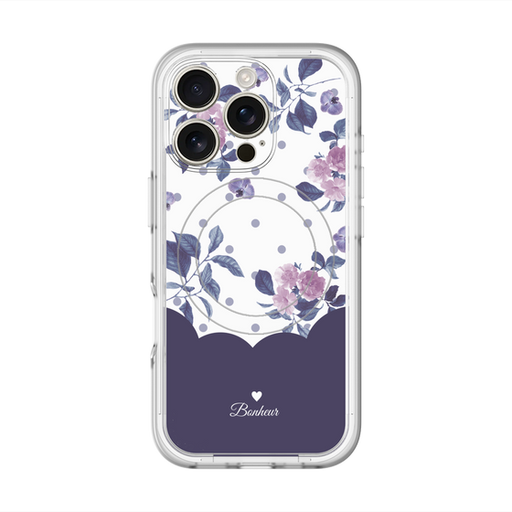 スリムプロテクションプレミアムケース with MagSafe［ ツインドットフラワー - Navy ］
