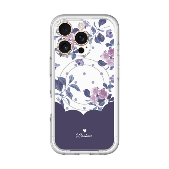 スリムプロテクションプレミアムケース with MagSafe［ ツインドットフラワー - Navy ］
