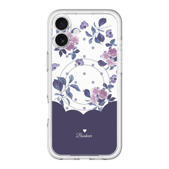 スリムプロテクションプレミアムケース with MagSafe［ ツインドットフラワー - Navy ］