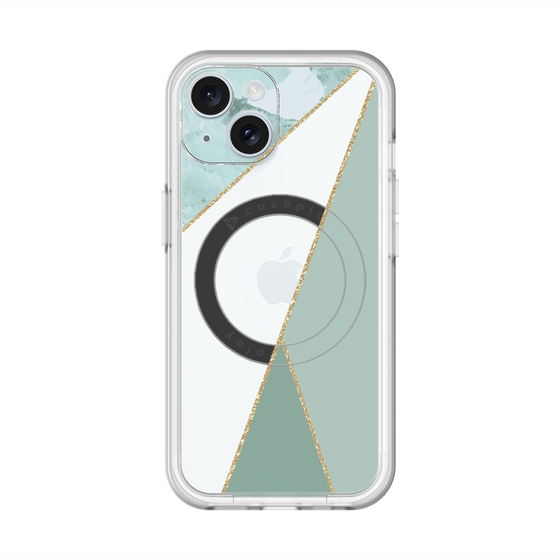 スリムプロテクションプレミアムケース with MagSafe［ マーブルトライアングルパレット - Green ］