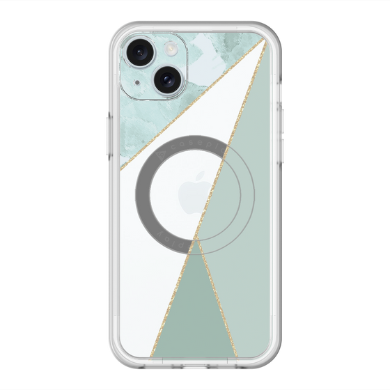 スリムプロテクションプレミアムケース with MagSafe［ マーブルトライアングルパレット - Green ］