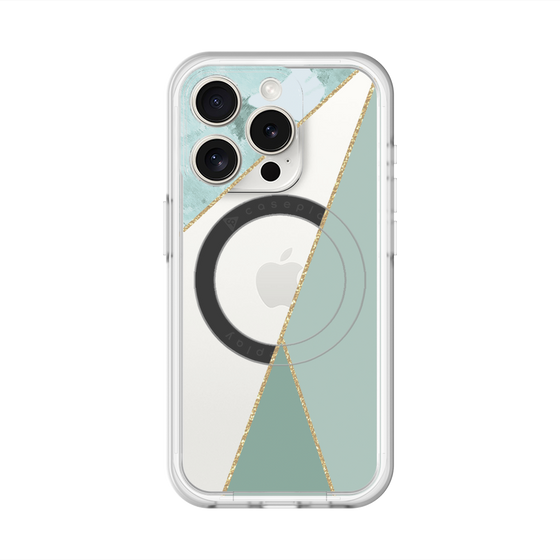 スリムプロテクションプレミアムケース with MagSafe［ マーブルトライアングルパレット - Green ］