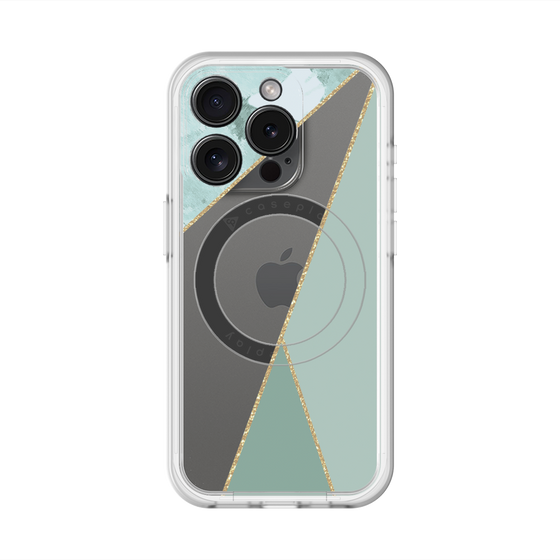 スリムプロテクションプレミアムケース with MagSafe［ マーブルトライアングルパレット - Green ］