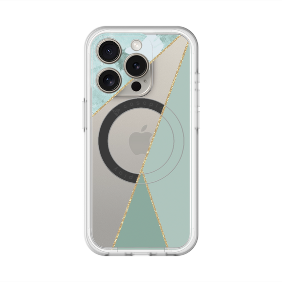 スリムプロテクションプレミアムケース with MagSafe［ マーブルトライアングルパレット - Green ］