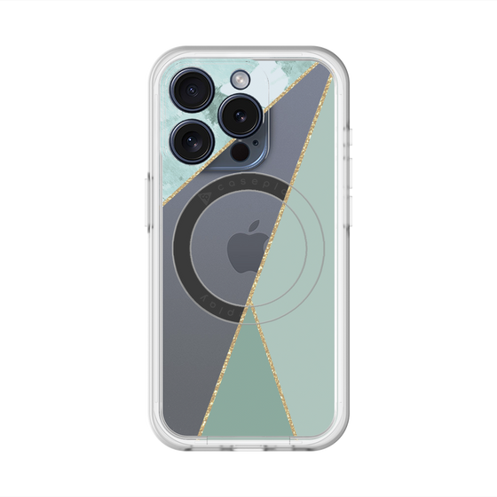 スリムプロテクションプレミアムケース with MagSafe［ マーブルトライアングルパレット - Green ］