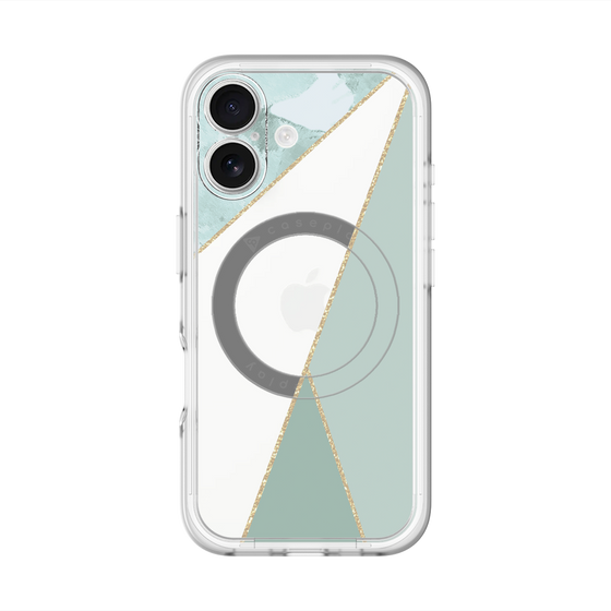 スリムプロテクションプレミアムケース with MagSafe［ マーブルトライアングルパレット - Green ］