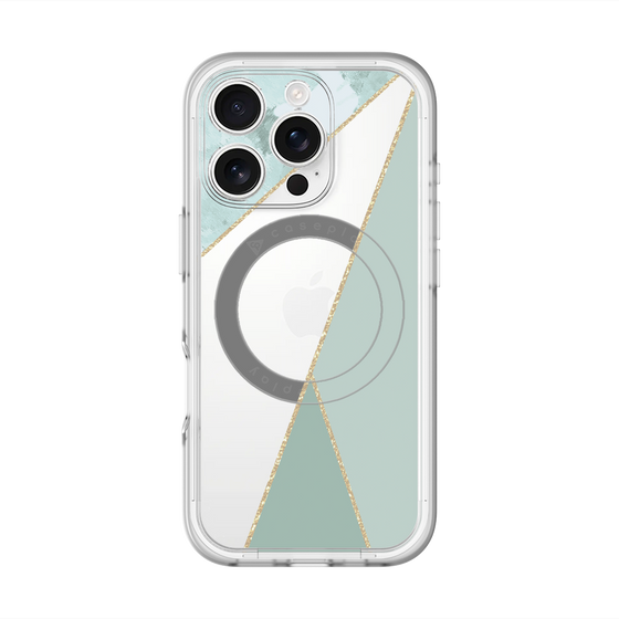 スリムプロテクションプレミアムケース with MagSafe［ マーブルトライアングルパレット - Green ］