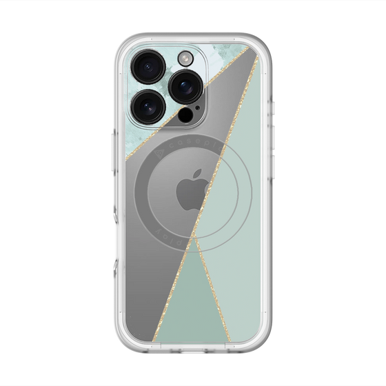 スリムプロテクションプレミアムケース with MagSafe［ マーブルトライアングルパレット - Green ］