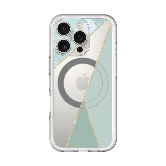 スリムプロテクションプレミアムケース with MagSafe［ マーブルトライアングルパレット - Green ］