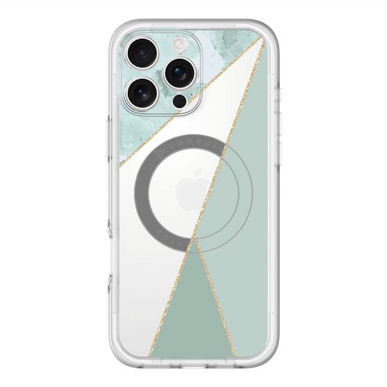 スリムプロテクションプレミアムケース with MagSafe［ マーブルトライアングルパレット - Green ］