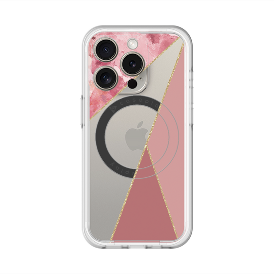 スリムプロテクションプレミアムケース with MagSafe［ マーブルトライアングルパレット - Pink ］