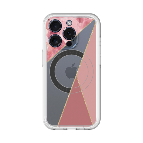 スリムプロテクションプレミアムケース with MagSafe［ マーブルトライアングルパレット - Pink ］