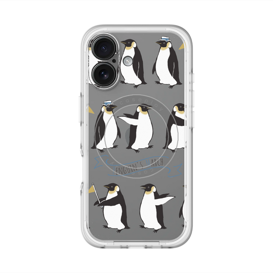 スリムプロテクションプレミアムケース with MagSafe［ キュートペンギンマーチ ］
