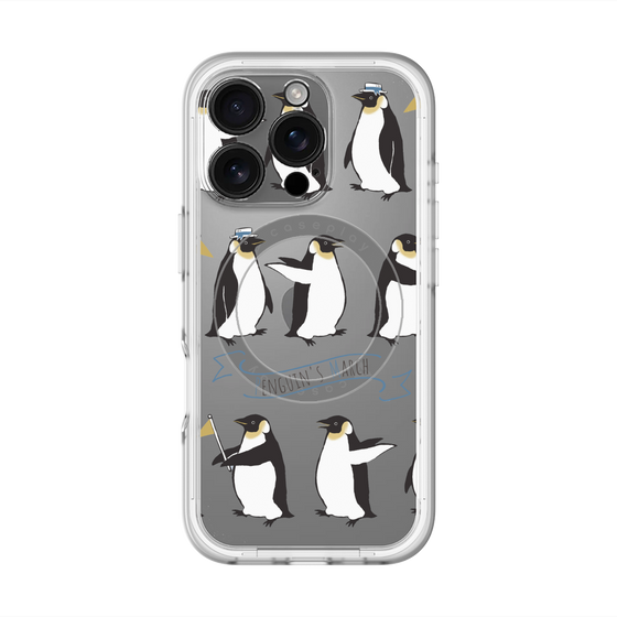 スリムプロテクションプレミアムケース with MagSafe［ キュートペンギンマーチ ］