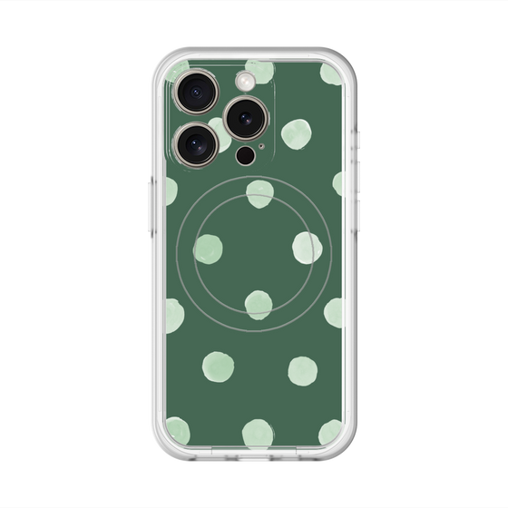 スリムプロテクションプレミアムケース with MagSafe［ 水彩ドット・レトロカラー - Green ］