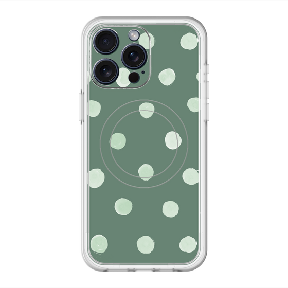 スリムプロテクションプレミアムケース with MagSafe［ 水彩ドット・レトロカラー - Green ］