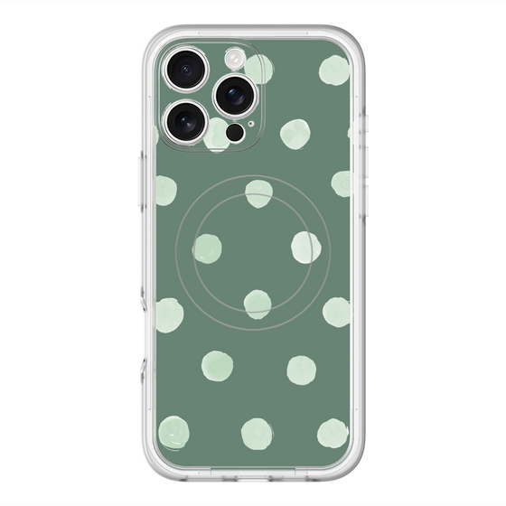 スリムプロテクションプレミアムケース with MagSafe［ 水彩ドット・レトロカラー - Green ］