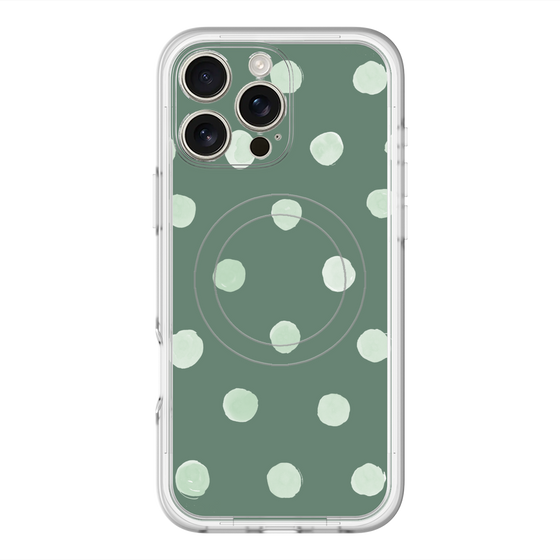 スリムプロテクションプレミアムケース with MagSafe［ 水彩ドット・レトロカラー - Green ］