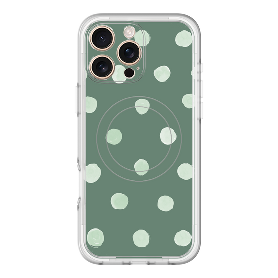 スリムプロテクションプレミアムケース with MagSafe［ 水彩ドット・レトロカラー - Green ］