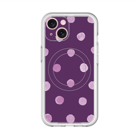 スリムプロテクションプレミアムケース with MagSafe［ 水彩ドット・レトロカラー - Purple ］