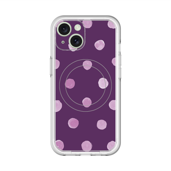 スリムプロテクションプレミアムケース with MagSafe［ 水彩ドット・レトロカラー - Purple ］