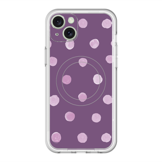 スリムプロテクションプレミアムケース with MagSafe［ 水彩ドット・レトロカラー - Purple ］
