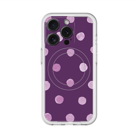 スリムプロテクションプレミアムケース with MagSafe［ 水彩ドット・レトロカラー - Purple ］