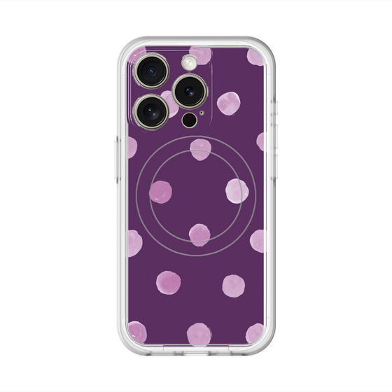 スリムプロテクションプレミアムケース with MagSafe［ 水彩ドット・レトロカラー - Purple ］