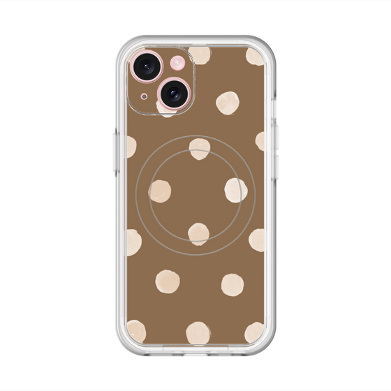 スリムプロテクションプレミアムケース with MagSafe［ 水彩ドット・レトロカラー - Brown ］
