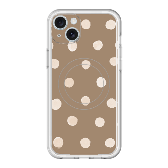 スリムプロテクションプレミアムケース with MagSafe［ 水彩ドット・レトロカラー - Brown ］
