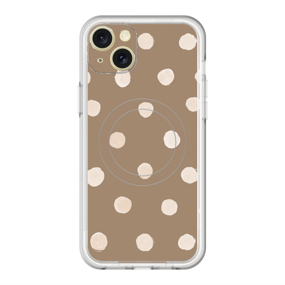 スリムプロテクションプレミアムケース with MagSafe［ 水彩ドット・レトロカラー - Brown ］