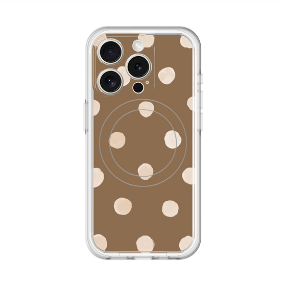 スリムプロテクションプレミアムケース with MagSafe［ 水彩ドット・レトロカラー - Brown ］