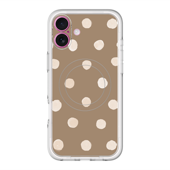 スリムプロテクションプレミアムケース with MagSafe［ 水彩ドット・レトロカラー - Brown ］