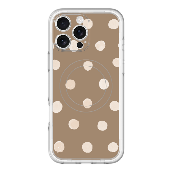 スリムプロテクションプレミアムケース with MagSafe［ 水彩ドット・レトロカラー - Brown ］