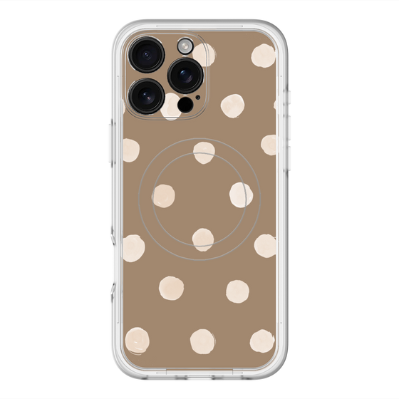スリムプロテクションプレミアムケース with MagSafe［ 水彩ドット・レトロカラー - Brown ］