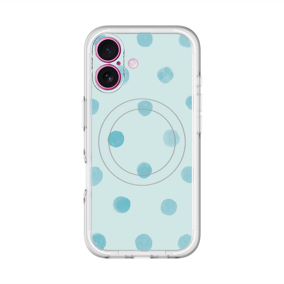 スリムプロテクションプレミアムケース with MagSafe［ 水彩ドット・レトロカラー - Light Blue ］
